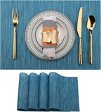 Plastic Place mats Set of 4 - Easy Clean Placemats - Washable Heat Resistant Table Mats for Dining Table - 17x12 Inch (Sky Blue Turquoise, 4)