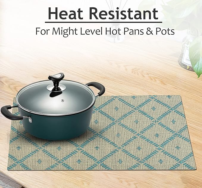 Ruvanti Placemats 100% Cotton 13x19 Inch, Dining Table Placemats Set of 6, Modern Place Mats for Dining Table Decor, Kitchen & Table Linens, Coffee Mat for Christmas Dinners - Linear