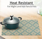 Ruvanti Placemats 100% Cotton 13x19 Inch, Dining Table Placemats Set of 6, Modern Place Mats for Dining Table Decor, Kitchen & Table Linens, Coffee Mat for Christmas Dinners - Linear