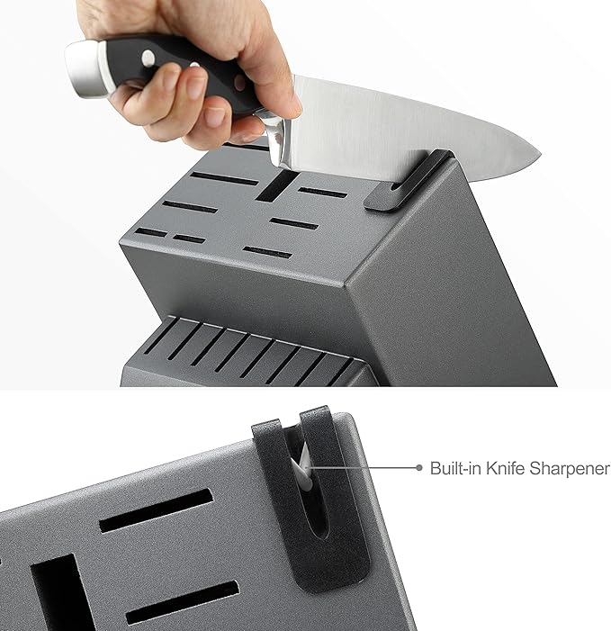 McCook® Knife Sets, German Stainless Steel Forged Kitchen Knives Block Set with Built-in Knife Sharpener