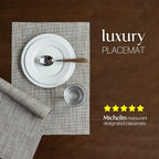 LEXMORE PlaceMats Set of 12 Vinyl/Plastic Woven Place Mats for Kitchen Table Indoor/Outdoor Washable PlaceMat Wipeable Dining Table Mats(Caramel)