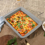 Sunsetbaby Silicone Baking Dish with Handles, Deep Rectangular Bakeware Cake Pan, Compatible with Fancy Panz, for Lasagna, Cake, Brownie or Family Dinner, 12.6 x 9.8 x 2.1 Inch (Grey)