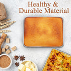 LIANYU Rectangle Baking Pan Set of 3, 12⅓ x 9¾ x 2 Inch Cake Lasagna Pan, Stainless Steel Toaster Oven Bakeware for Casseroles Brownies, Oven & Dishwasher Safe