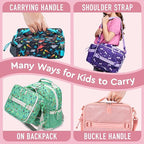 Bentgo Kids Lunch Bag - Double-Insulated, Reusable Lunch Bag for Kids 3+ with Adjustable Strap; Holds Lunch Box/Water Bottle/Snacks; Easy-Clean, Water-Resistant & Pockets (Glitter - Petal Pink)