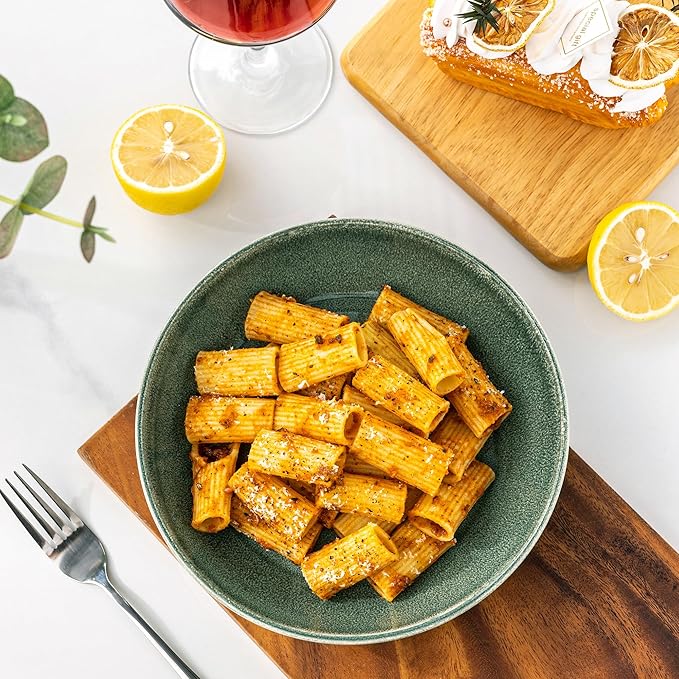 AmorArc 8.5'' Large Ceramic Pasta Bowls Set, 36oz Stoneware Bowls Set of 4 for Kitchen, Reavtive Glaze Bowls-Microwave, Dishwasher Safe for Pasta,Salad,Oatmeal -Jade Green