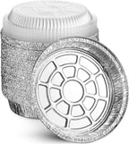 MontoPack 9” Round Aluminum Foil Pans with Clear Lids | Disposable Containers with Straight Walls for Storing, Baking, Meal Prep & Reheating | Freezer & Oven Safe, Recyclable | 40 Pack of Tins