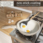Country Kitchen Cookware Set with Removable Handle, Oven & RV Safe Pots and Pans Set, Cream, Original