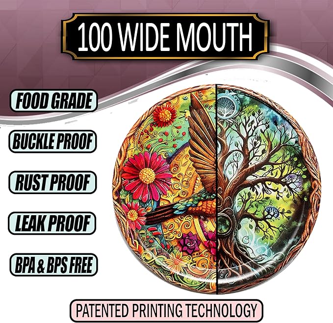 Supa Ant Wide Mouth Canning Lids (100pcs) Decorative Tin Canning Lids Wide Mouth (Wood Frame) Buckle Proof and Rust Proof - Perfect Fit Can Lid for Mason Jars Canning Supplies