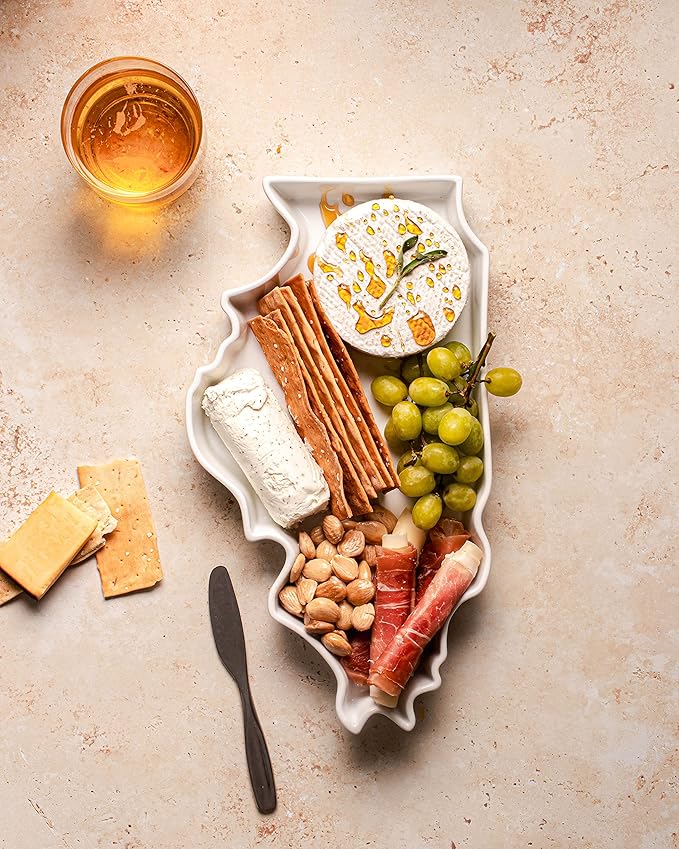 Illinois Shaped Baking Dish, Serving Platter or Decorative Tray Charming Porcelain Bakeware Oven Microwave and Dishwasher Safe