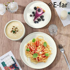 E-far Dinnerware Sets for 8, 24-Piece Stoneware Plates and Bowls Set, Modern Kitchen Dinning Dishware, Chip and Scratch Resistant, Microwave & Dishwasher Safe, Speckled White