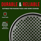 Non-Stick Pizza Pan with Holes - 13-Inch Perforated Pizza Crisper Carbon Steel Pizza Pan - 1 Round Pizza Trays PFOA PFOS and PTFE Free