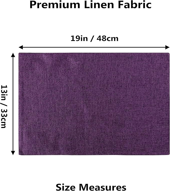 Home Brilliant Placemats Set of 6 Heat Resistant Dining Table Place Mats for Kitchen Table, 13 x 19 inches, Purple