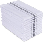 AMOUR INFINI Cotton White Kitchen Towels Set of 12 - Highly Absorbent, Soft, Quick Dry Dish Towel - Commercial, Restaurant and Bar Towels with Hanging Loop (16x28 Inch - Charcoal)