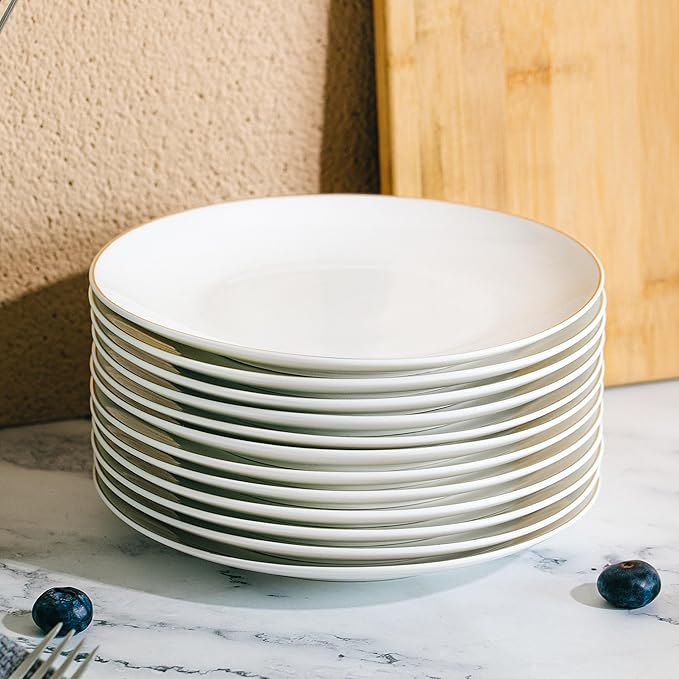 BTaT- White Dessert Plates with Gold Rim, Set of 12, 8", Porcelain, Small Plates for Appetizers, Small Appetizer Plates Ceramic, Dessert Plates Porcelain Dessert Plates Ceramic Dessert Plates