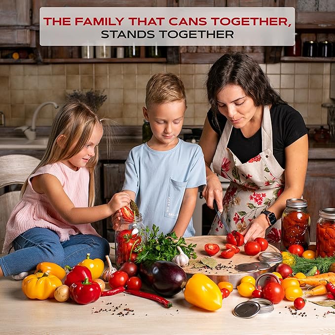 FORJARS - Canning Lids Regular Mouth, 100-Pack – Create Airtight Seals on Mason Jars to Preserve Food for Meal Prep & Food Storage – 2.7 In. Steel Lids with Silicone Seals – Canning Supplies