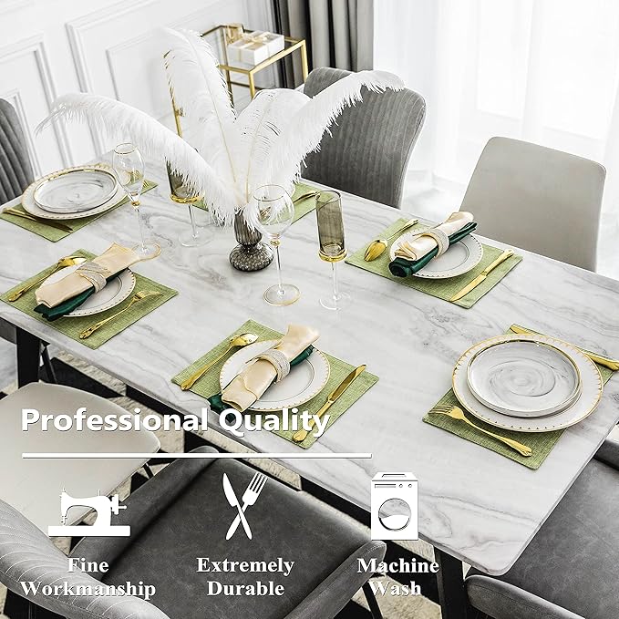 Home Brilliant Cloth Placemats Set of 6 Heat Resistant Dining Table Place Mats Kitchen Table Mats for Holiday Dinner Decor, Grass Green