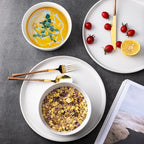 AmorArc Ceramic Dinner Plates Set of 6, 10.0 Inch Matte Stoneware Plates for Kitchen,Modern Flat Dinnerware Dishes Set,Microwave& Dishwasher Safe, Scratch Resistant, Matte white