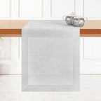 D'Moksha Homes Linen Table Runner 36 Inches - 100% Pure Linen Silver Grey Small Table Runner 14 x 36 Inch for Dresser, Coffee Tables, Summer, Fall and Halloween-Machine Washable