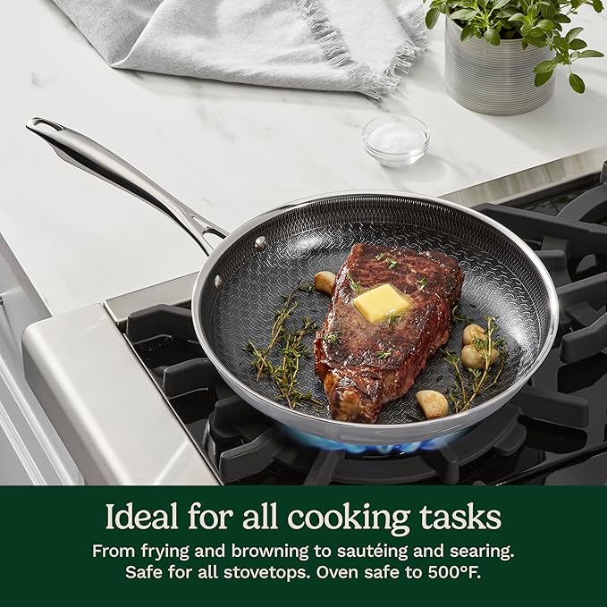 Cuisinart FusionElite+ Nonstick Tri-Ply Stainless Steel Skillet, 10″ Skillet Frying Pan with PURELYSEAR Ceramic Nonstick Technology, Scratch Proof, Cool Grip Handles, Dishwasher Safe