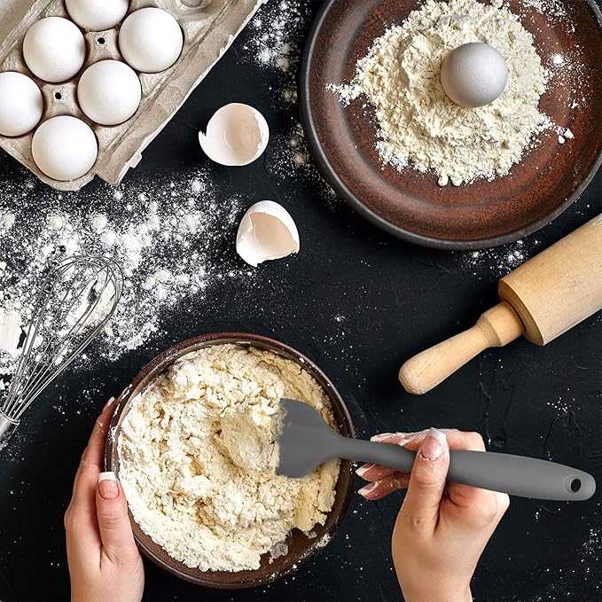 Silicone Spatula 3-piece Set, Ergonomic Handle High Heat-Resistant Spatulas, Non-stick Rubber Spatulas with Stainless Steel Core, Grey