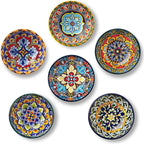 vancasso SIMI 2.7 Oz Ceramic Dipping Bowls Sets of 6, Bohemian Small Bowls for Sauce, 3 Inch Mini Appetizer Plates for Soy Sauce, Sushi, Condiments & Side Dishes, Microwave & Dishwasher Safe