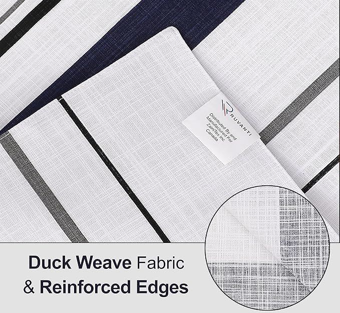 Ruvanti Placemats 100% Cotton 13x19 Inch, Dining Table Placemats Set of 6, Modern Place Mats for Dining Table Decor, Kitchen & Table Linens, Coffee Mat for Christmas Dinners - Navy Stripe