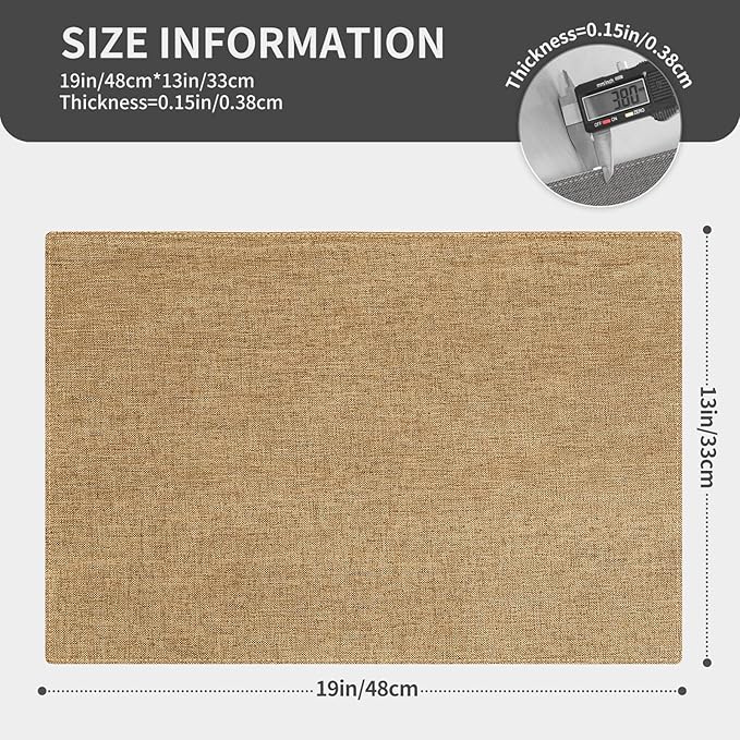 Cloth Placemats, Set of 6 Heat-Resistant Cotton Linen Blend Double Layered Machine Washable Place Mats, Wrinkle Free Thick Fabric Dining Table Mats for Indoors & Outdoors (Natural Linen, 6)