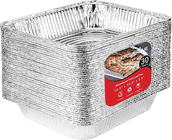 Stock Your Home Aluminum Pans 9x13 Disposable Foil Pans (30 Pack) - Half Size Steam Table Deep Pans - Tin Foil Pans Great for Cooking, Heating, Storing, Prepping Food