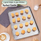 Baking Sheet with Wire Rack, Homikit 16" x 12" Stainless Steel Cookie Sheet Bacon Pan for Oven, Nonstick Jelly Roll Pan Baking Tray with Grid Cooling Rack Set for Cooking Roasting, Dishwasher Safe