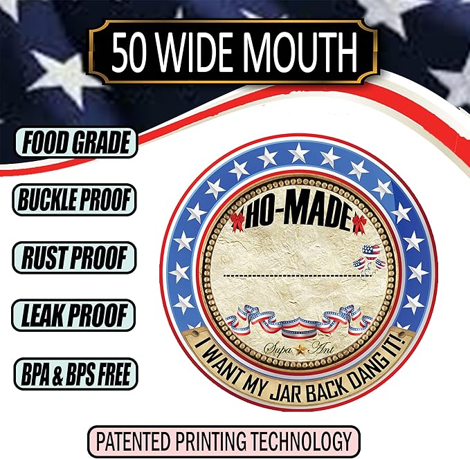 Supa Ant Thickest Canning Lids Wide Mouth (50 Pcs.) Food Grade Tin Can Lids for Canned Food - Buckle Proof & Rust Proof Lid for Canning Kit for Wide Mouth Mason Jars (Ho-made) Canning Supplies