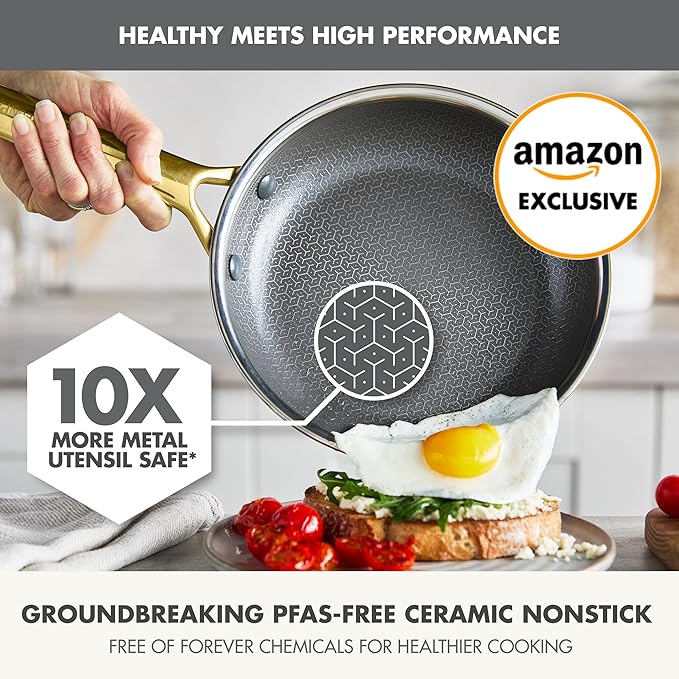 GreenPan Hybrid 13 Piece Nonstick Stainless Steel Cookware Set, APEX Tri-Ply Thermobond PFAS-Free Ceramic Pots & Pans, Induction & All Cooktop Compatible, Oven Temp to 850°F, Dishwasher Safe, Gold
