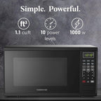 Farberware 1.1 Cu. Ft. 1000-Watt Microwave Oven Digital Control, 10 Power Levels, One-Touch Cooking, Defrost, Child Safety Lock, Black