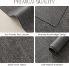 Romanstile Vinyl Placemats Set of 12-12 X 18 Inch - Heat Resistant Place Mats 100% Waterproof Oilproof Wipeable Reversible Faux Leather Table Mats for Kitchen/Dining/Party/Outdoor, Dark Grey