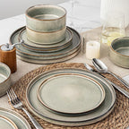 AmorArc Ceramic Dinnerware Sets, Handmade Reactive Glaze Stoneware Plates and Bowls Sets,Highly Chip and Crack Resistant | Dishwasher & Microwave Safe Dishes Set, Service for 8 (24pc)