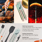 BOMKI Grilling & Camping Cooking Utensils - BBQ & Camping Kitchen Set - Cookware Accessories - Black Pro