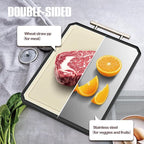 SNOWCLAD Stainless Steel Cutting Board,Double Sided Steel Cutting Board Set for kitchen,Stainless Steel/Wheat straw pp Large for meat,Dishwasher Safe [16 * 11+12 * 8.3 Inch]