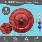 allgala 13-Inch 6-Pack Heavy Quality Round Charger Plates-Grain Red-HD80303