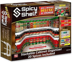 Spicy Shelf with 20 Jars of Spices inclded - Expandable Spice Rack and Stackable Cabinet & Pantry Organizer - Cabinet Spice Racks for inside Cabinets