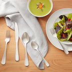 Amazon Basics Silverware Set, Stainless Steel Flatware, Dishwasher Safe, Service for 4, 20-Piece Forks and Spoons, Round Edge