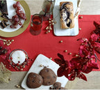 Solino Home Linen Red Table Runner 60 Inches - Classic Hemstitch, 100% Pure Linen Coffee Table Runner 14 x 60 Inch Ideal for Dresser Tables - Summer