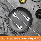 3 PCS Bar Spoon, 12 Inches Cocktail Mixing Spoons, Spiral Pattern Stainless Steel Cocktail Stirrers for Home or Bar Cocktail, Drinks, Coffee, Ice Cream, Sundae (Silver)