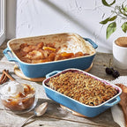 Staub Ceramic Rectangular Baking Dish Set, Casserole Dish, 2-Piece, Rustic Turquoise