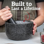Priority Chef Heavy Duty Large Mortar and Pestle Set, 100% Granite, Non Slip Base, Make Fresh Guacamole, Salsa, Pesto, Stone Grinder Bowl, Herb Crusher, Spice Grinder, 4 Cup - Black