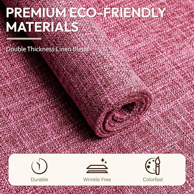 Blue Forest Placemats Set of 6, Dual-Layered Thickened Faux Linen Cloth Place Mats Heat Resistant Machine Washable Wrinkle Free Table Mats Indoor/Outdoor (Hot Pink)