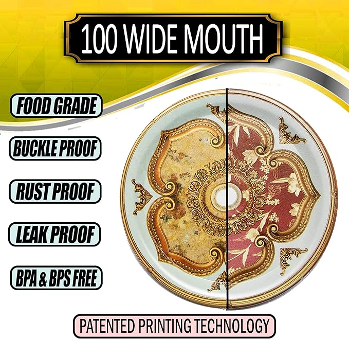 Supa Ant Wide Mouth Canning Lids (100pcs) Decorative Tin Canning Lids Wide Mouth (Versailles) Buckle Proof and Rust Proof - Perfect Fit Can Lid for Mason Jars Canning Supplies