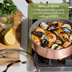 T-Fal Preserve Ceramic Nonstick Frying Pan Skillet 12-inch, Oven Broiler Safe up to 350°F, Cookware, InoCeram Glide Technology, Frying Pan, Skillet Pots & Pans, Rose Gold