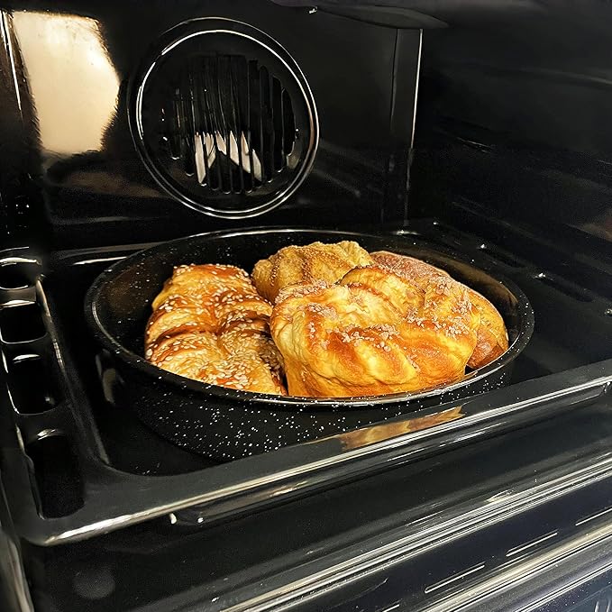 Enamel Roasting Pan Set Round Baking Pans 3pcs 10"/12"/14" Cake Pans High Performance Nonstick- Non-Toxic,PTFE&PFOA Free,Pizza Pan,Cookie Baking Sheets Oven Trays For Cooking