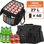 OPUX Soft Cooler Bag, Insulated Collapsible Lunch Cooler Tote for Men Work Camping Beach Travel, Portable Soft Sided Leakproof Waterproof Large Lunch Bag Box with Shoulder Strap 40 Cans, Black