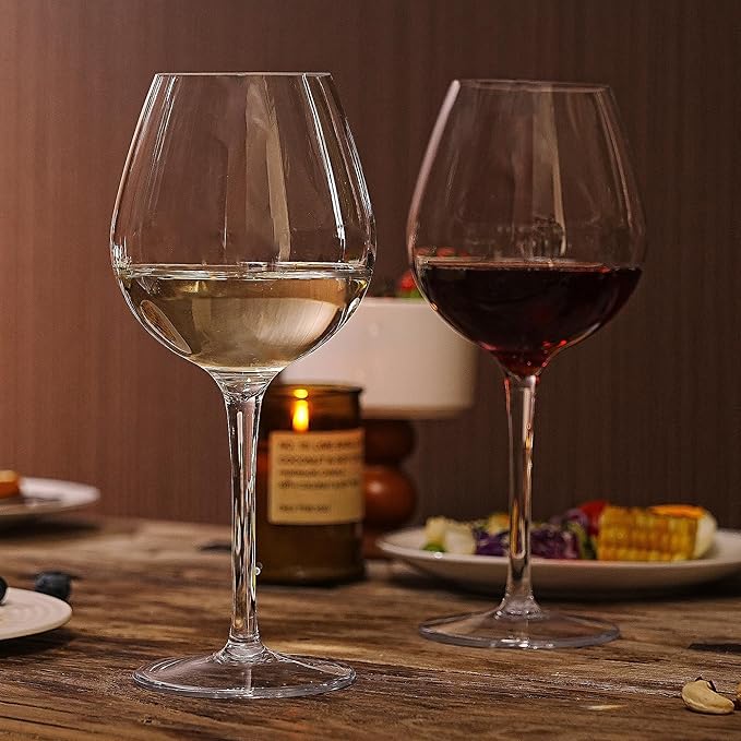 MICHLEY Unbreakable Stemmed Wine Glass 100% Tritan Plastic Dishwasher available Glassware 15 oz, Set of 4