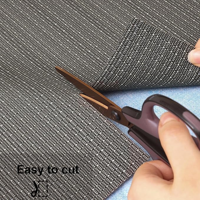 Myir JUN Placemats Set of 6, Vinyl Woven Placemats Place Mats Indoor Washable Table Mats Non-Slip Place mats for Dining Table (Dark Gray, Set of 6)